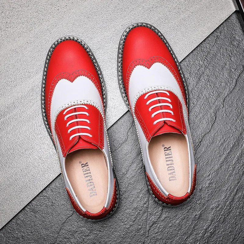 New Autumn Fashion Trend Casual Men Shoes British Formal Dress Real Leather Shoes Wedding Business Brogue Loafers Oxfords