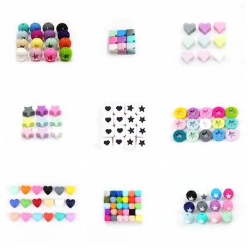 

TYRY.HU 100pcs Silicone Beads Teething Baby Teether Accessories Food Grade Pearl Silicone Star Teething Pacifier Baby Products