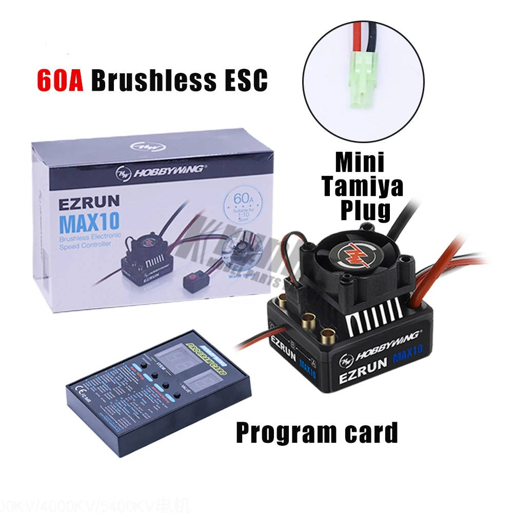 1pcs Original Hobbywing EZRUN MAX10 60A Waterproof ESC With 6V/7.4V BEC 2-3S Lipo Speed Controller Brushless ESC for 1/10 RC Car - Цвет: Mini Tamiya ESC
