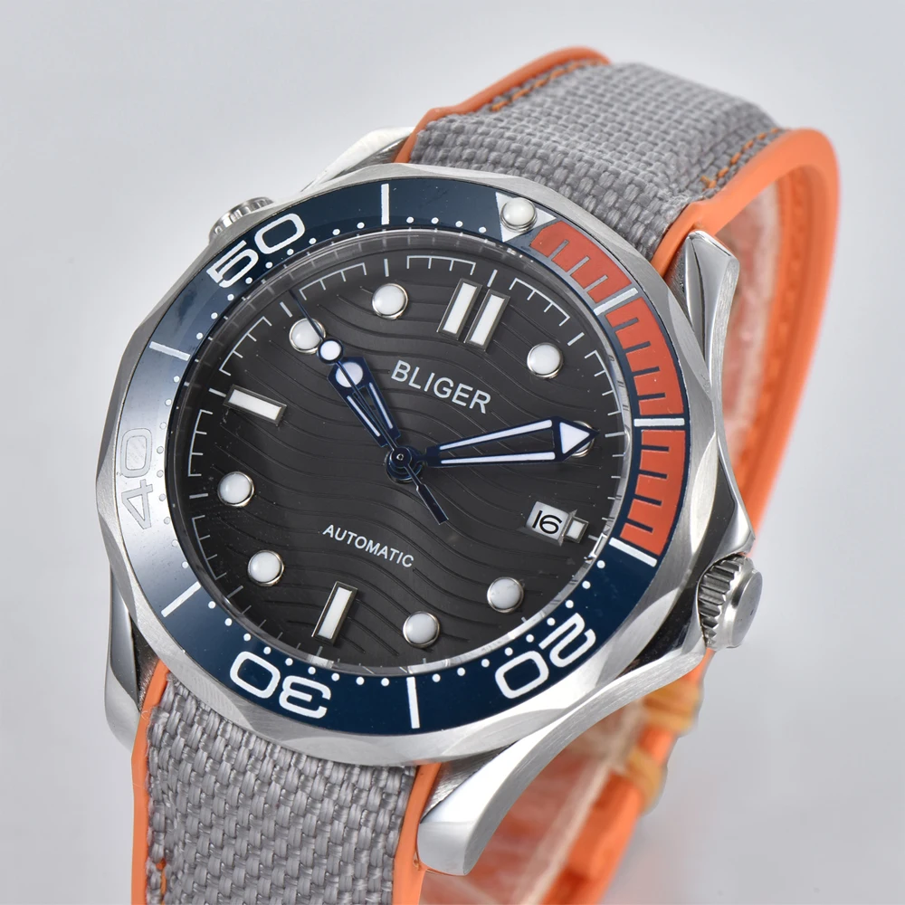 Мужские спортивные часы BLIGER41MM с серым пульсационным циферблатом сине красным