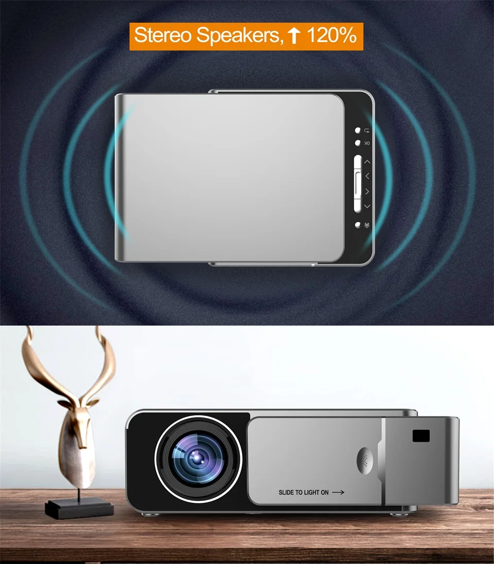 T6 Android 9,0 дополнительно 2600 люмен 720p HD Портативный светодиодный проектор HDMI Поддержка 4K 1080p домашний кинотеатр проектор