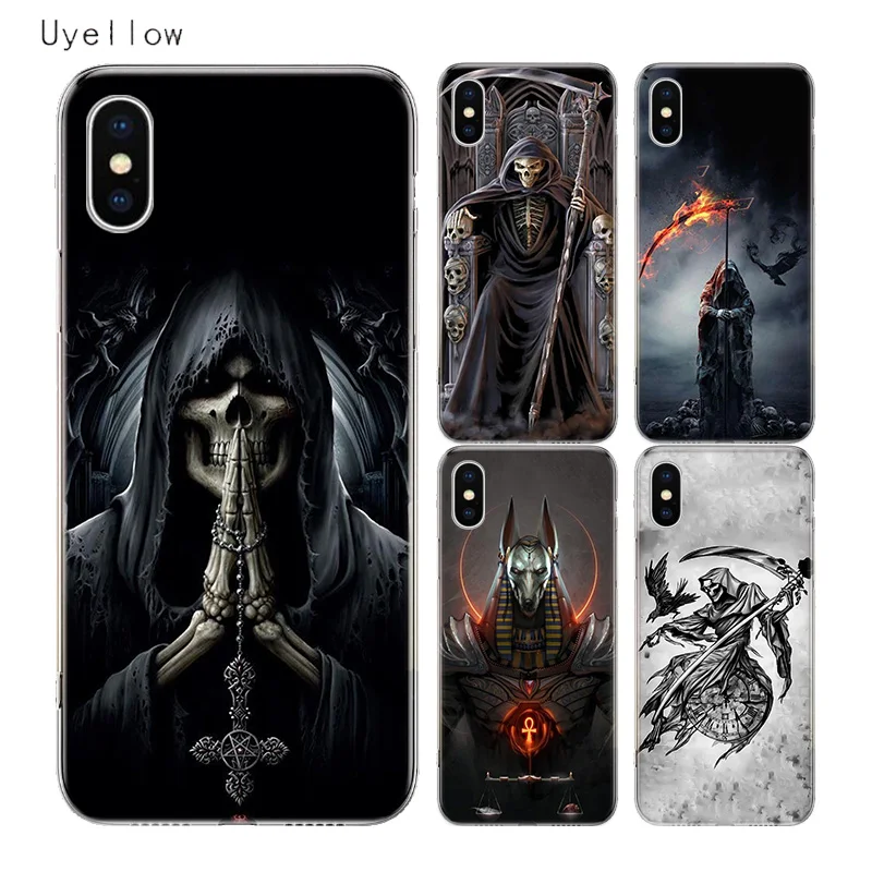 

Uyellow Grim Reaper Skull Trend Cover For Iphone 5 6S 7 8 10 Plus Silicone Soft Phone Case For Apple X XR XS MAX Coque Shell