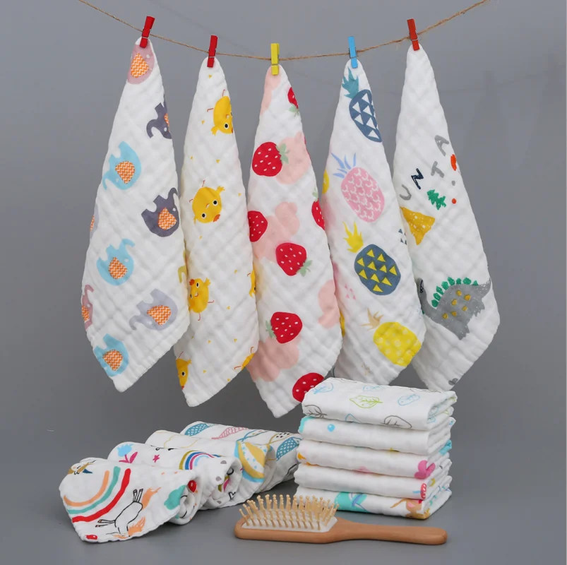 2pcs/Lot Muslin Cotton Baby 6 Layer Towel Handkerchief Colorful Kids Wipe Cloth Newborn Face Bibs Feeding Bath | Мать и ребенок