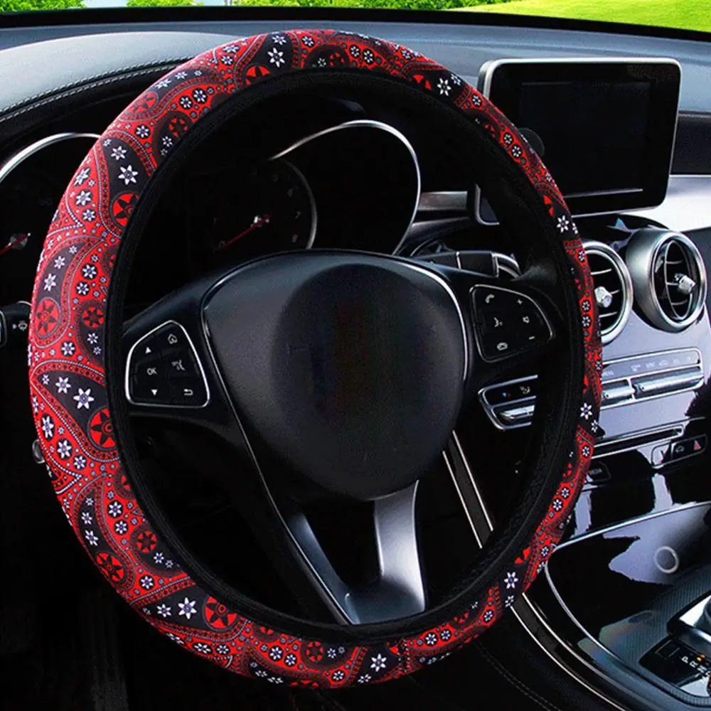 

Non-slip Car Steering Wheel Cover Diameter 38cm Bohemia Style Auto Decoration Steering Wheel Cover Car Interior Accessories