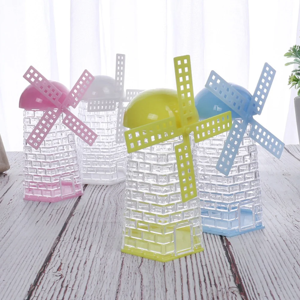 

12pcs Plastic Clear Candy Boxes Windmill Shape Sugar Holder Containers Packaging Box
