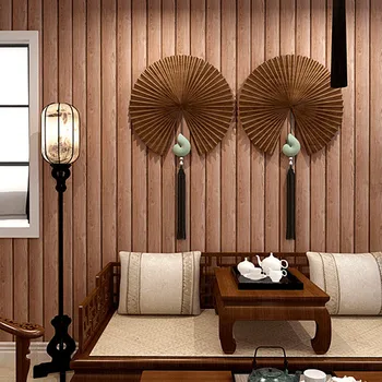 

3d Wood chinese-style Imitation wood-grain wallpaper original wood-colored retro-wood ceiling ceiling wall paper