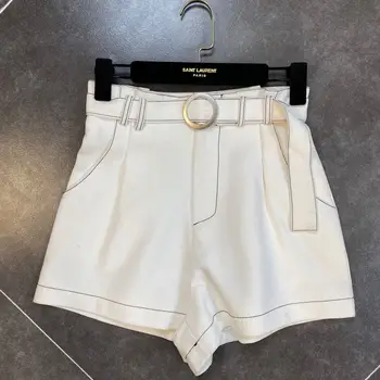 

Belt Decoration Wide Legs Shorts Women Woman Wild High Waist Shorts Women 2020 Spring Summer New Shorts