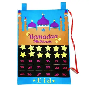 

1pcs Eid Mubarak Diy Felt Ramadan Calendar With Pocket Balram Calendar Party For Kids Supplies Muslim Decor Gifts Countdown H2S6
