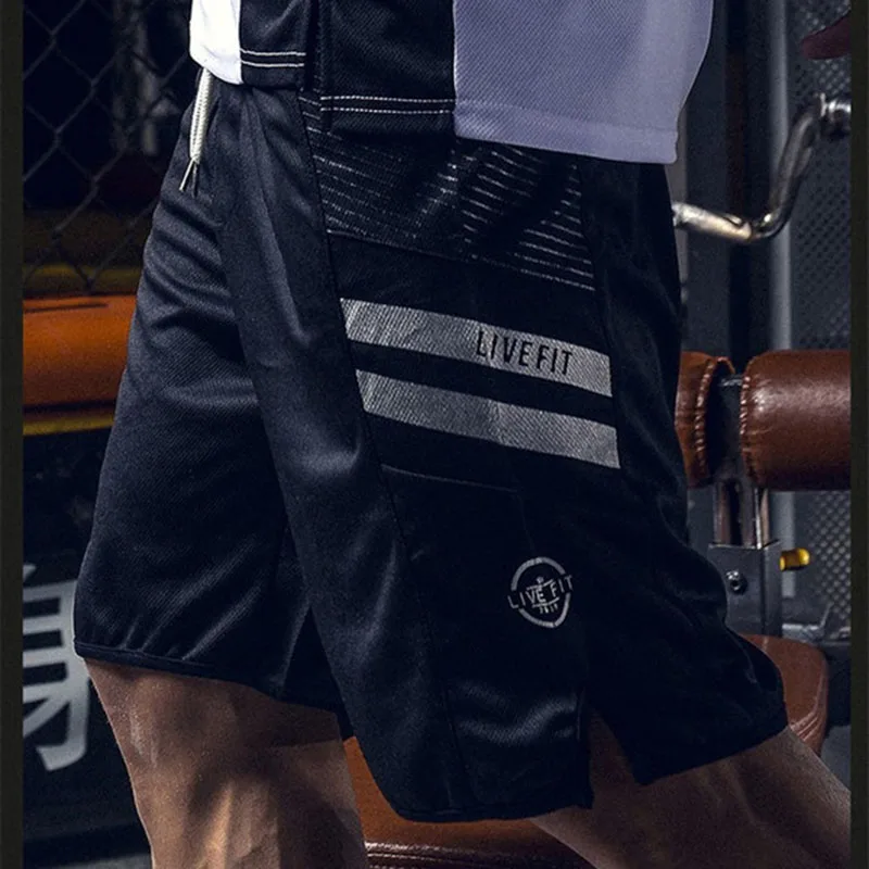 Высококачественные мужские спортивные шорты для бега, быстросохнущие полосатые шорты для кроссфита, мужские шорты для футбола, тенниса, тренировок, пляжные шорты