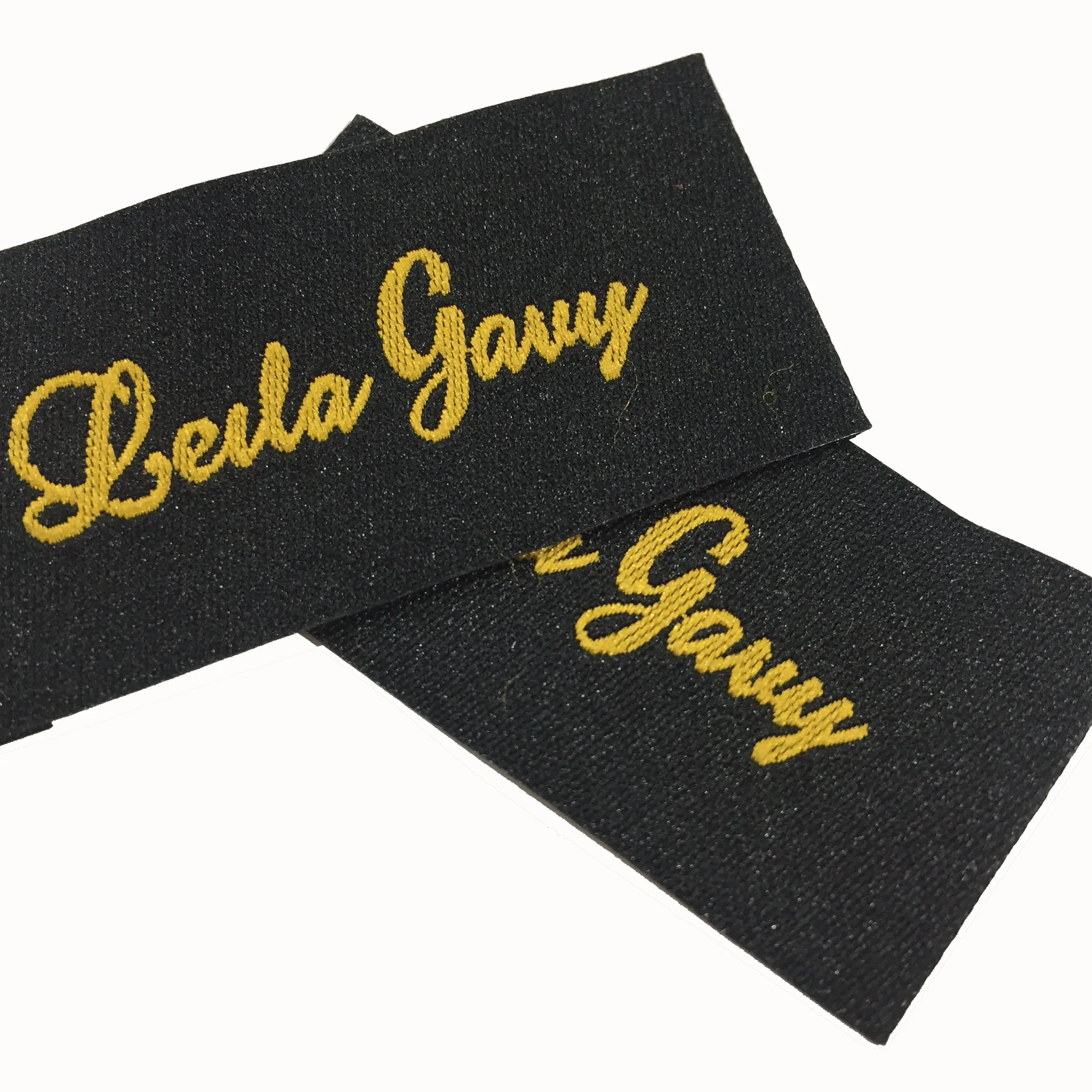 Custom Garment Clothing Tag Private Logo Woven Label Black Label Gold Brand Logo High Quality Clothes Label