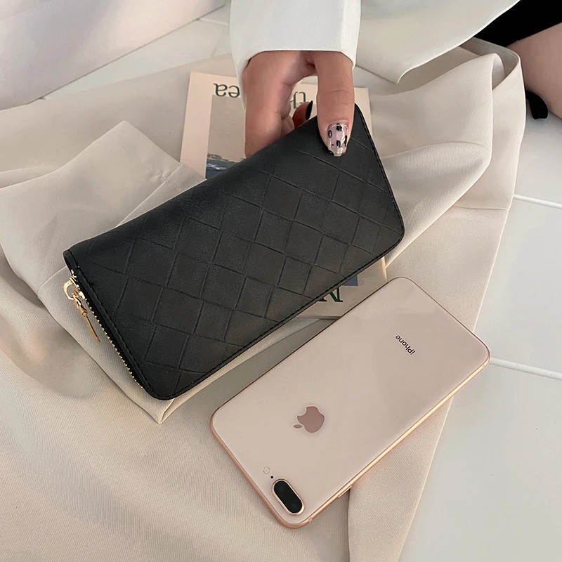 Long Wallet Women Purses Plaid Fashion Coin Purse Card Holder Wallets Female High Quality Clutch Money Bag PU Leather Wallet 3