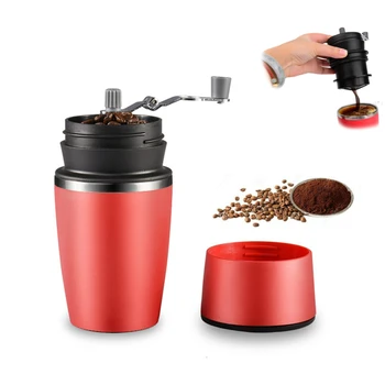 

Red Manual Coffee Maker Coffee Bean Grinder Portable Espresso Machine Coffee Pressing Bottle Pot Coffee Tool For Outdoor Travel
