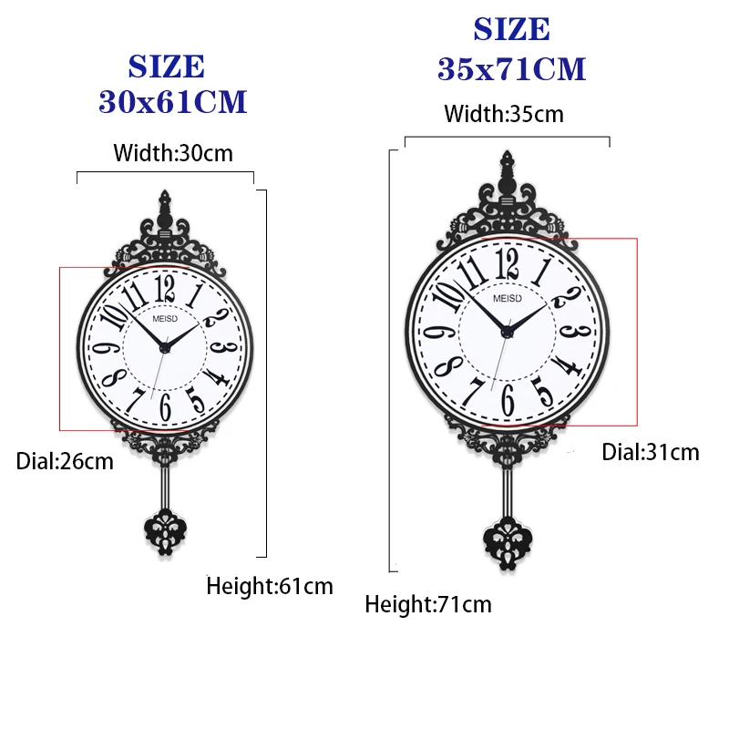 GH Европейский стиль развевающиеся круглые настенные часы современный дизайн винтажные Подвесные часы настенные маятниковые часы для гостиной