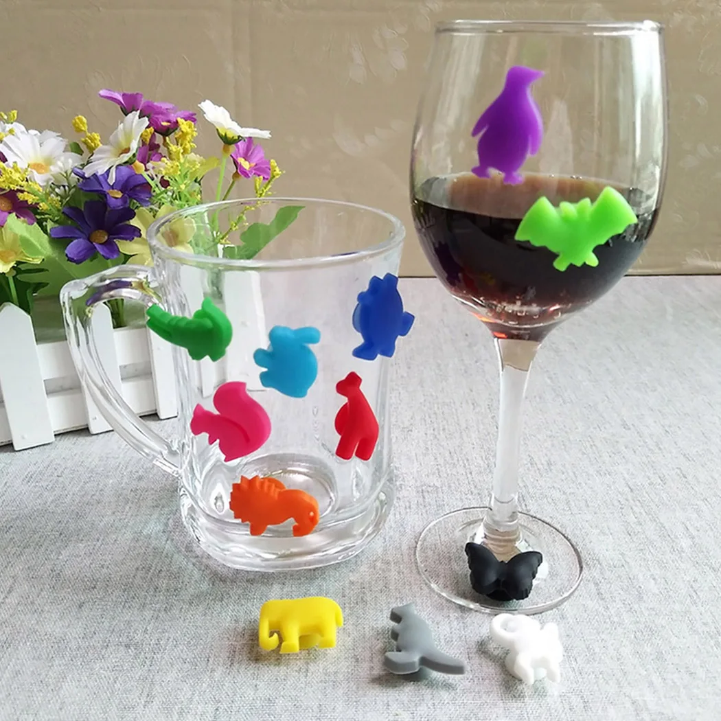 12 шт Силиконовые животные вечерние маркер на стакан для вина талисманы питьевой Бадди чашки идентификация чашки идентификатор чашки этикетки тег знаки