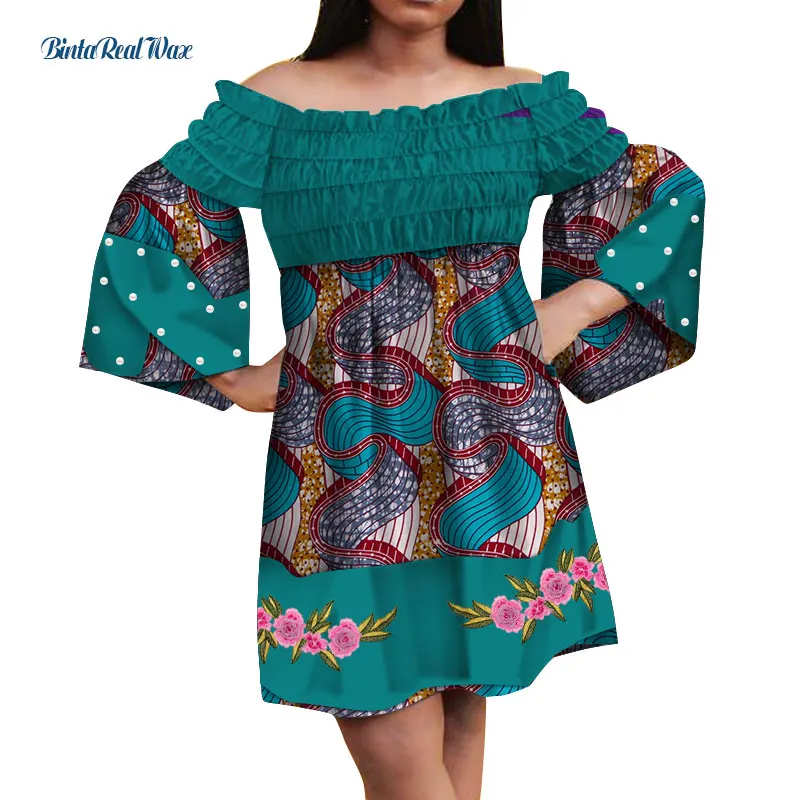 Dashiki African Print Dresses for Women Bazin Riche Ankara Print Pearl Applique Dresses Traditional African Clothing WY5039 - Цвет: 8