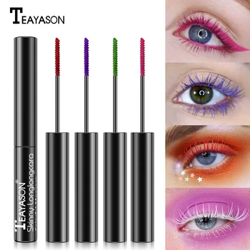 

Teayason mascara raincoat purple white red blue cream long lasting waterproof curling eyelash 4D diamond glitter mascara AM196