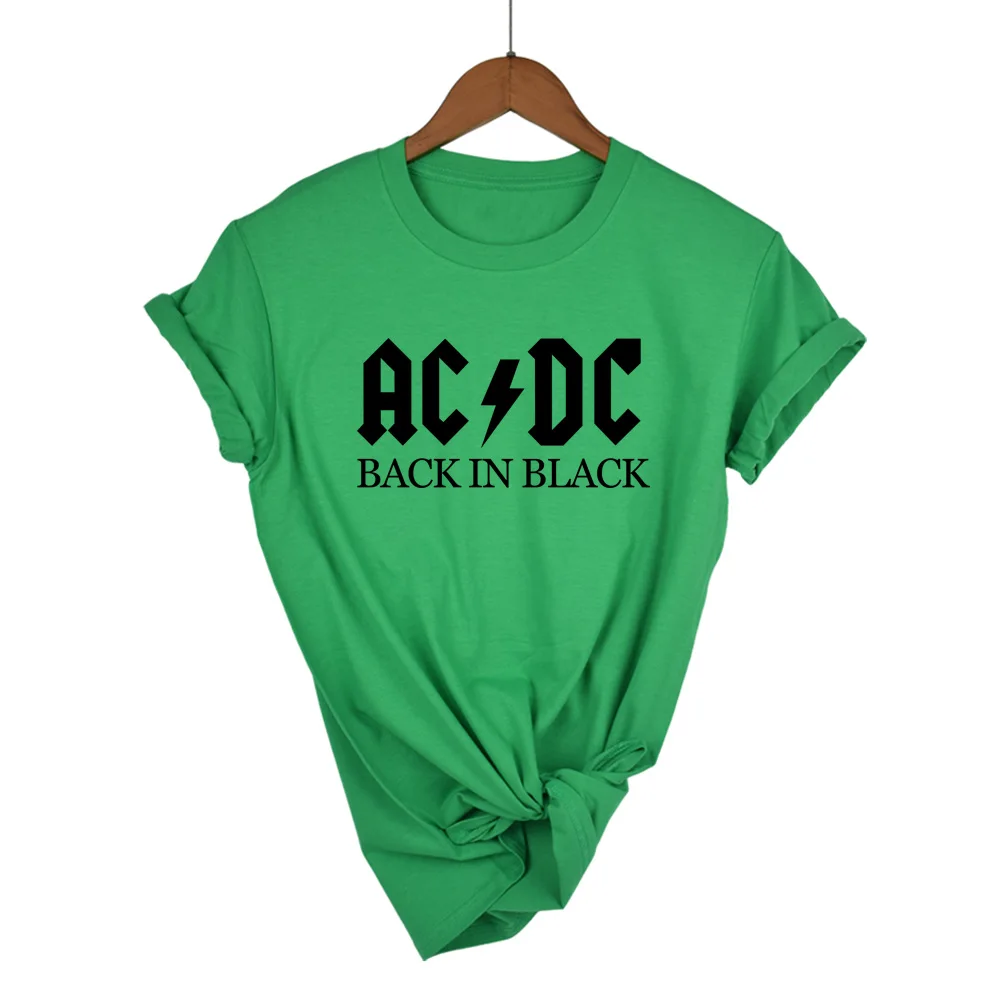 AC/DC Группа рок Харадзюку, футболка, женские ACDC, черные, с буквенным принтом, графические футболки, хип-хоп, рэп, музыка, короткий рукав, топы, футболка