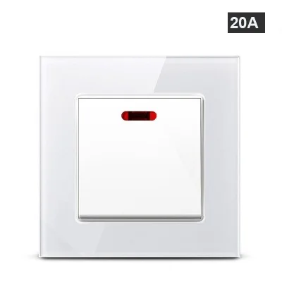 20A GLASS WHITE Стандарт Великобритании 20A 45A переключатель переменного тока для электроприборов высокой мощности переключатель водонагревателя холодильника переключатель кондиционера Hongkong - Цвет: 20A GLASS WHITE