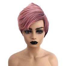 6 дюймов женские розовые волосы два тона синтетические парики для африканских женщин высокая температура волокно боковая часть парик Омбре вечерние/Косплей