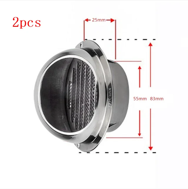 2pcs Thickening 60mm Вентиляционная выпускная решетка для вентиляции из нержавеющей стали настенное потолочное вентиляционное отверстие решетка крышка воздуховода розетка Отопление охлаждение водонепроницаемая вентиляционная крышка - Цвет: 2pcs Thickening 60mm