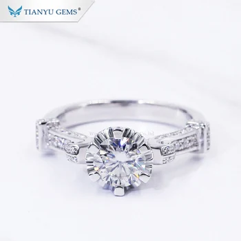 

Tianyu gems luxury gems jewelry 925 silver 1 carat moissanites rings