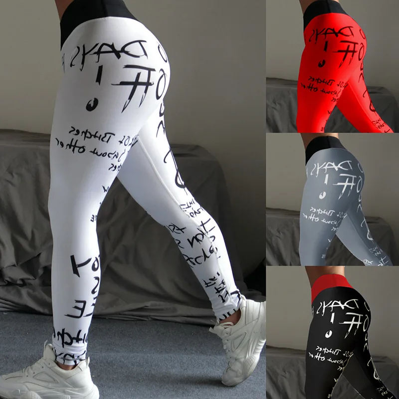 

2019 New Women Leggings Letter Printed Yo-ga Pants Hot Selling Ladies Slim Hip Fitness Pants Leggins Mujer Womens Clothing