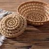 Handmade Rattan Weaving Round Storage Basket Fruit Dish Wicker Bread Basket Kitchen Food Picnic Bread Sundry Mini Container 2