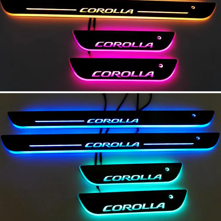 Corolla Индуктивный не сломанная линия СВЕТОДИОДНЫЙ Красочный стример динамическая подсветка Руководство Добро пожаловать подсветка для подножки включены порог для автомобиля
