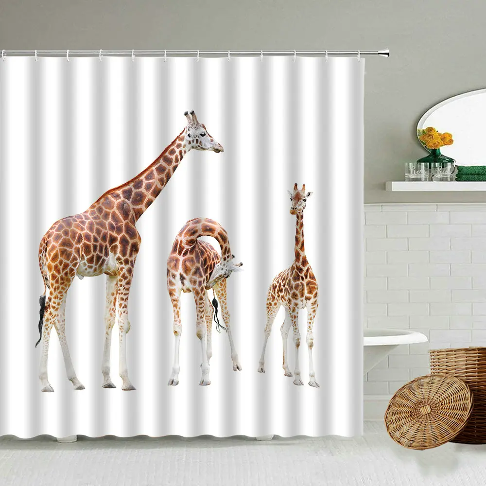Giraffe Zoo Shower Curtain Bathroom Waterproof Home Decor 150x180 Cm 期間