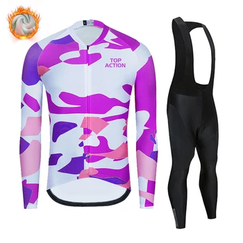 

2020 Go Pro Team Winter Cycling Jersey Set MTB Bike Clothing Uniform Men's Thermal Fleece Bicycle Maillot Ropa Ciclismo STRAVA