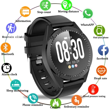 

2020 New Black smart watch For iPhone/Android Men women Waterproof sport Heart rate blood pressure smartwatch Fitness tracker