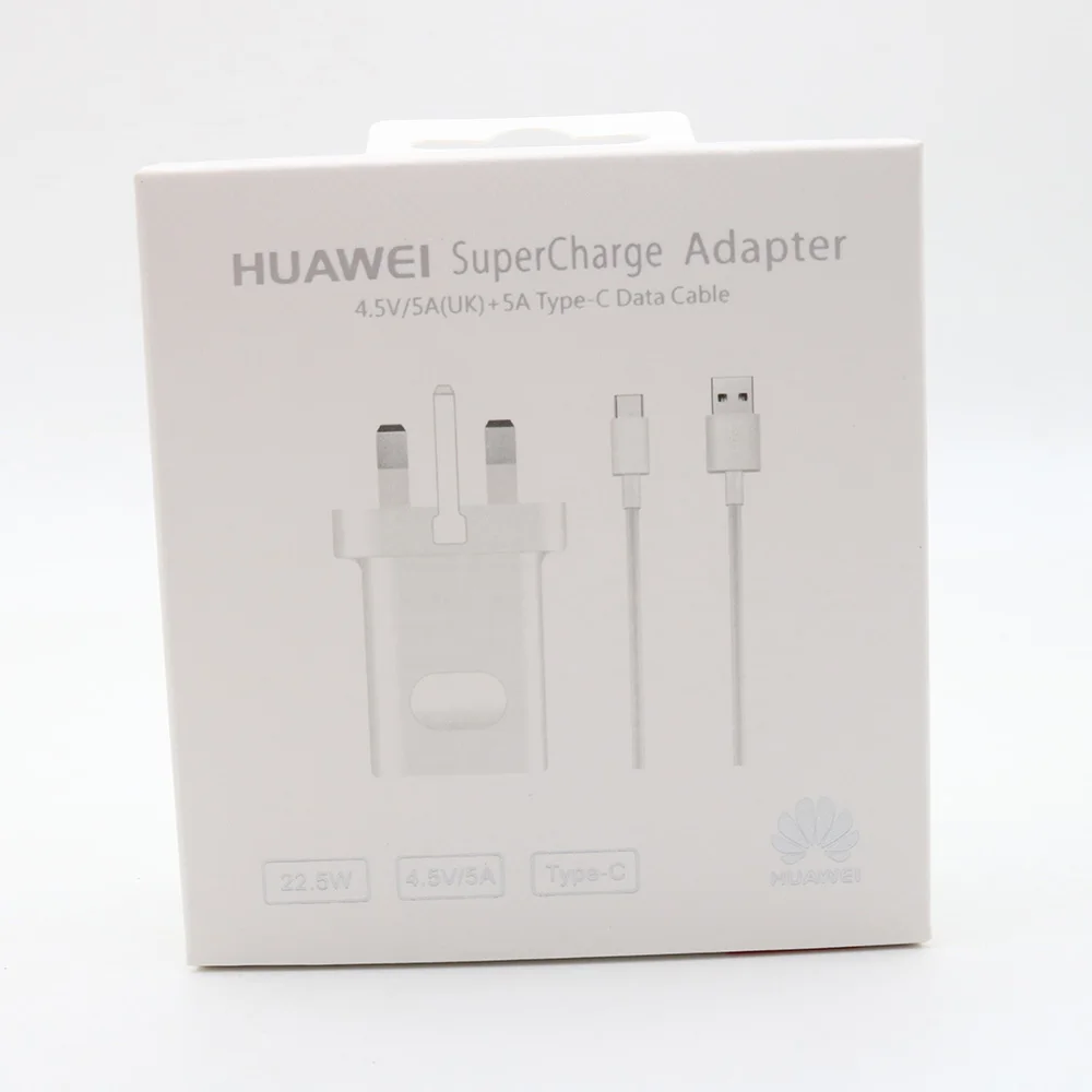 HUAWEI Оригинальное быстрое зарядное устройство mate 9 10 mate 20 Pro P20 Supercharge Быстрый дорожный настенный адаптер 4.5V5A/5V4. 5A type-C 3,0 USB кабель - Тип штекера: UK charger cable set