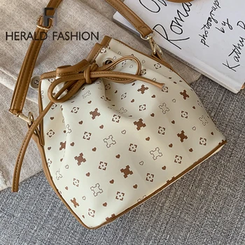 

Vintage Print Messenger Bag for Women 2019 Small Shoulder Crossbody Bags Leisure Patchwork Female Bucket Bag Casual Tote