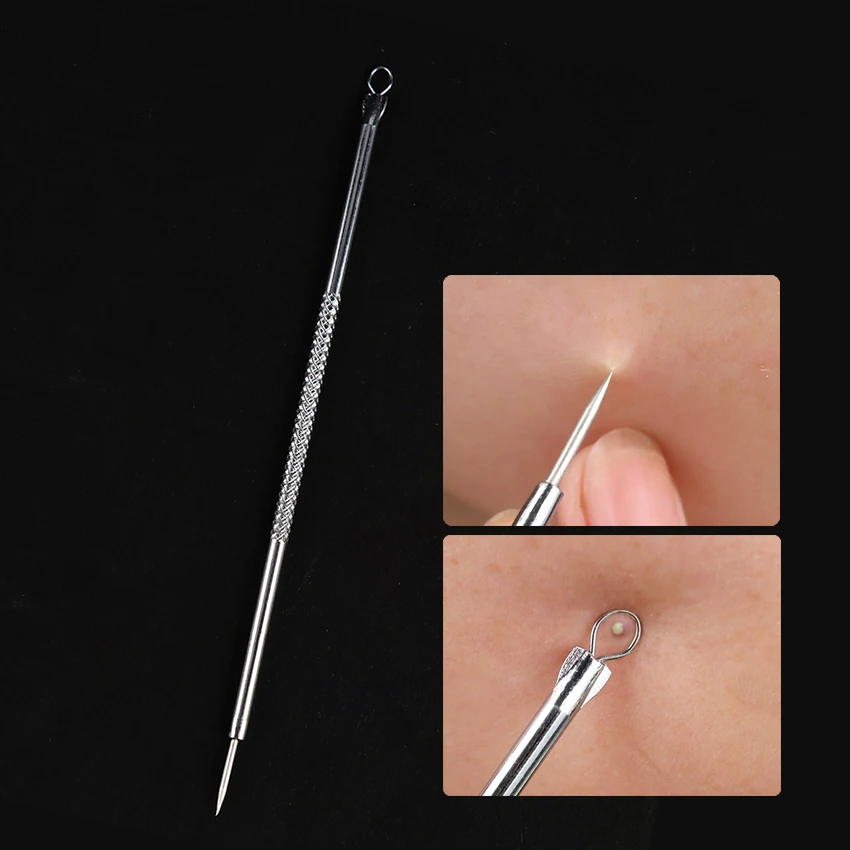 

1PC Stainless Steel Acne Needle Double Loop Acupuncture Needle Blackhead Acne Needle Acne Squeeze Device Make-Up Tools