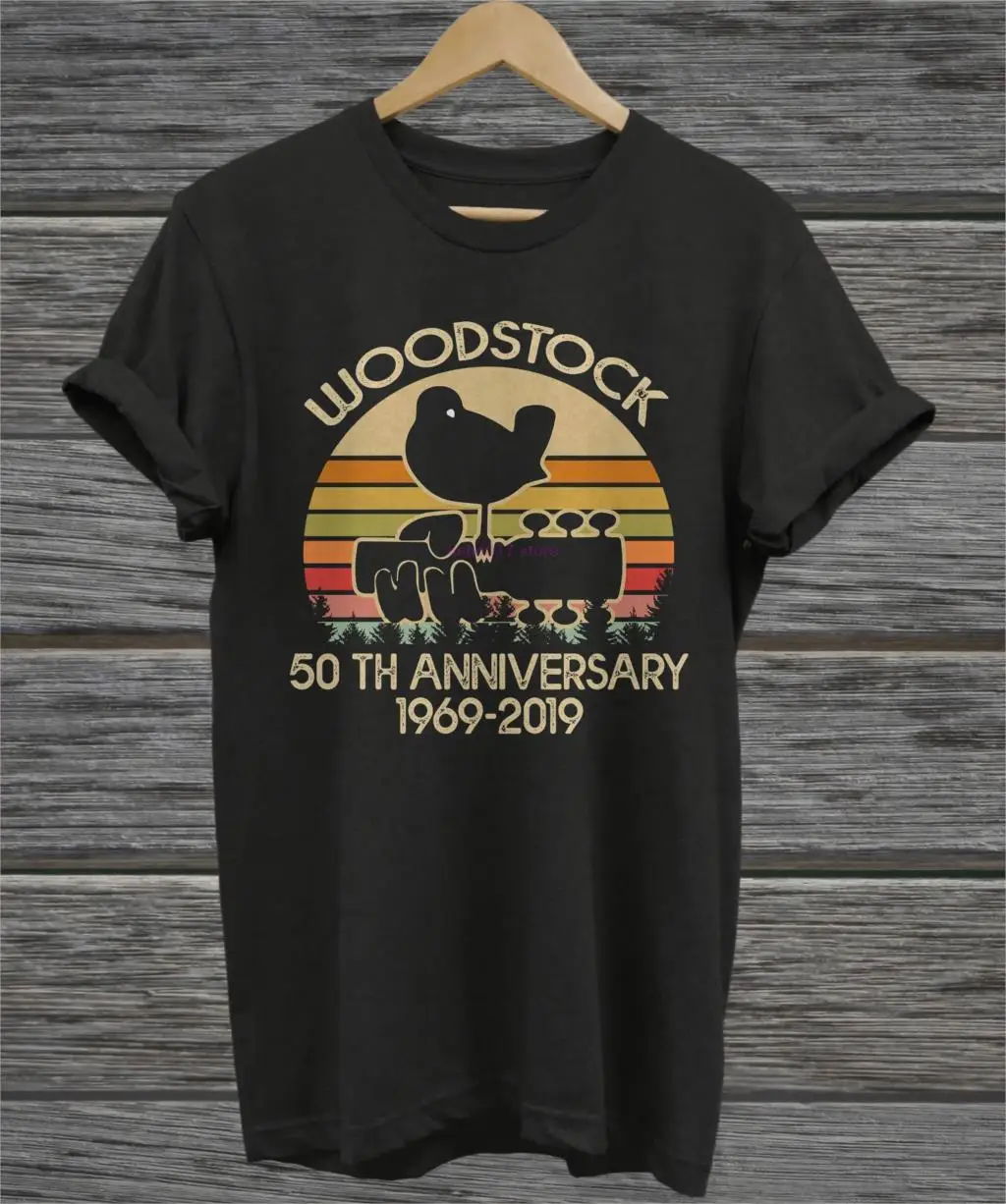 

brand 50th Anniversary 1969 2019 Woodstock Music Vintage Shirt 2019 Summer Men's Short Sleeve T Shirt