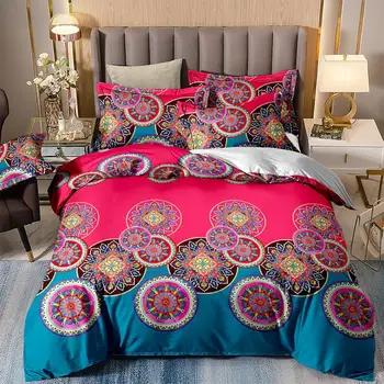

Bohemian Pink Bedding Set Duvet Quilt Cover Queen Sizes Single Twin Double King Size 3pcs Brown color