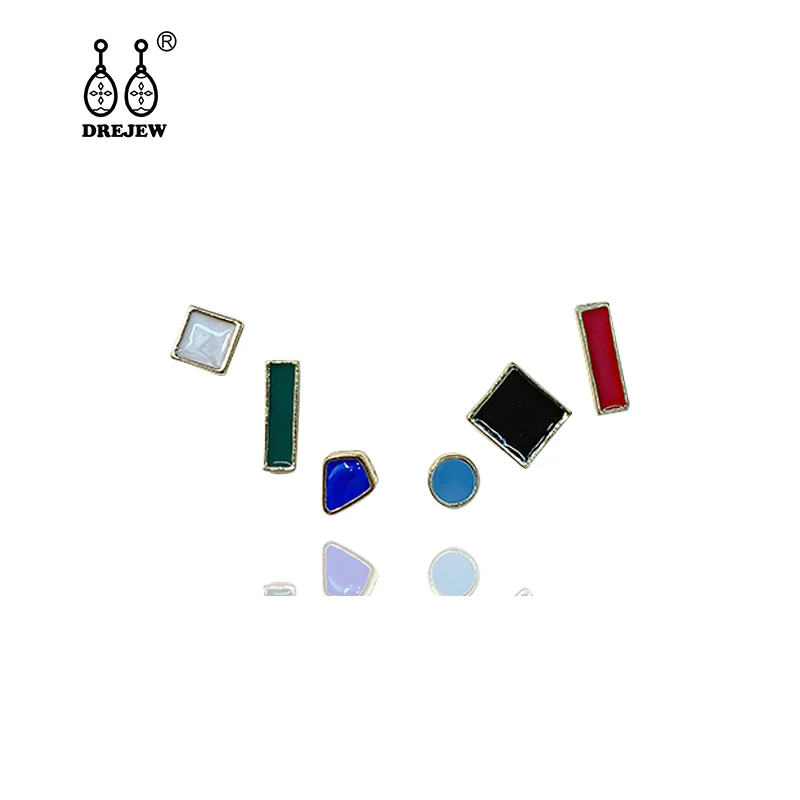 

6PCS/Sets DREJEW Irregular Geometric Colorful Statement Earrings 2019 Korean Alloy Stud Earrings for Women Wedding Jewelry E6511