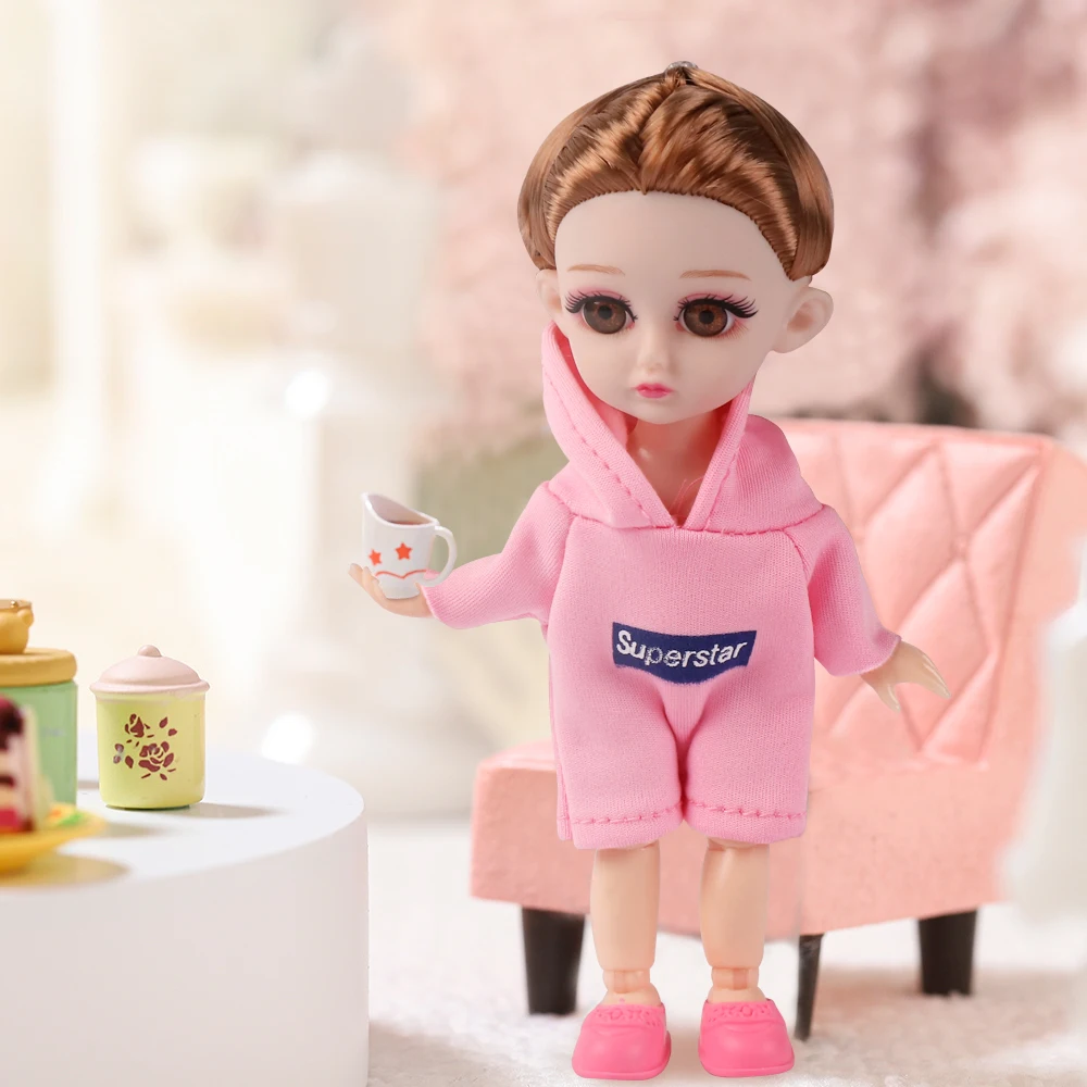 Mini muñeca BJD de 16CM con 13 articulaciones móviles, ropa de moda con Cuerpo desnudo desnuda, ojos grandes 3D, el mejor regalo para niña