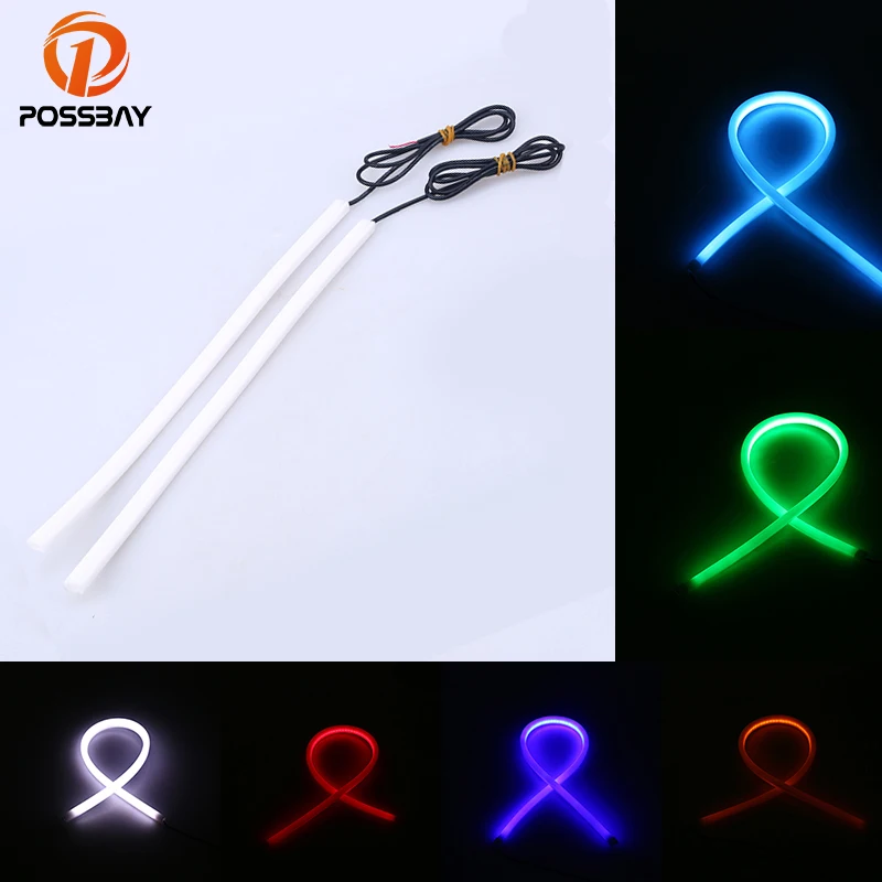 POSSBAY 30/45/60/85cm Flexible LED Tube Strip Light Running Lights Car Headlight Warning Turn Signal Lamps Indicator | Автомобили и
