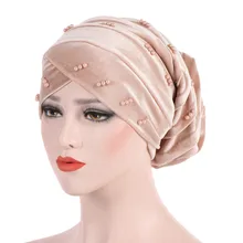 Жемчужное Украшение шифон для женщин цветок сплошной цвет мусульманская химиотерапия шляпа Головной Платок кепки многоцветный обертывание для специальных дизайнов