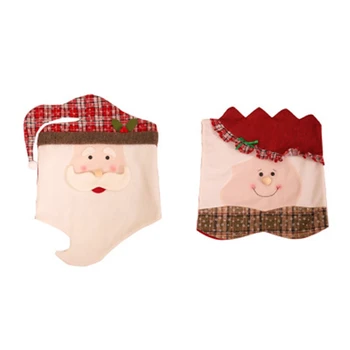 

2 Piece Set Christmas Decoration Snowflake Grid Cartoon Creative Cute Husband and Wife Christmas Chair Cover