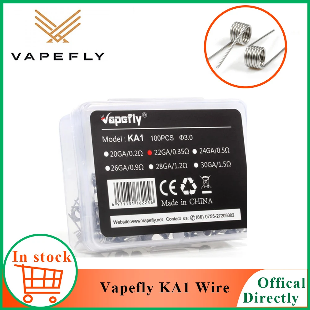 100 шт./кор. Vapefly Vape аксессуары KA1 провода 22GA 24GA готовые катушки пригодный для RDA RTA
