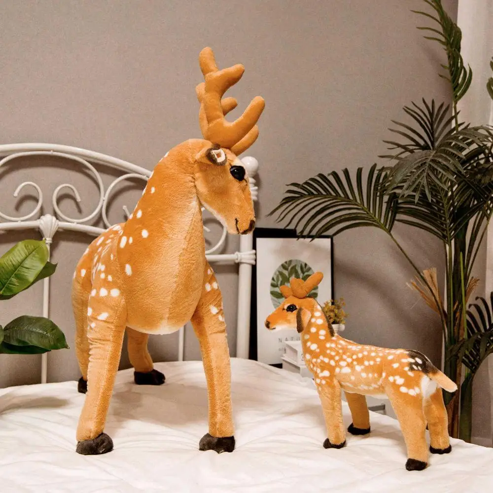 Hot 34 80cm Cute Simulated Sika Deer Plush Toys for Children Real Life Giraffe Animal Stuffed 3