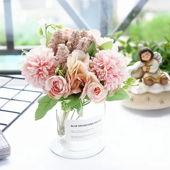 

Nordic Artificial Flower Rose Holding Bridail Bouquet Silk Flower Home Party Table Wedding Decoration Flower Arrangements Gifts