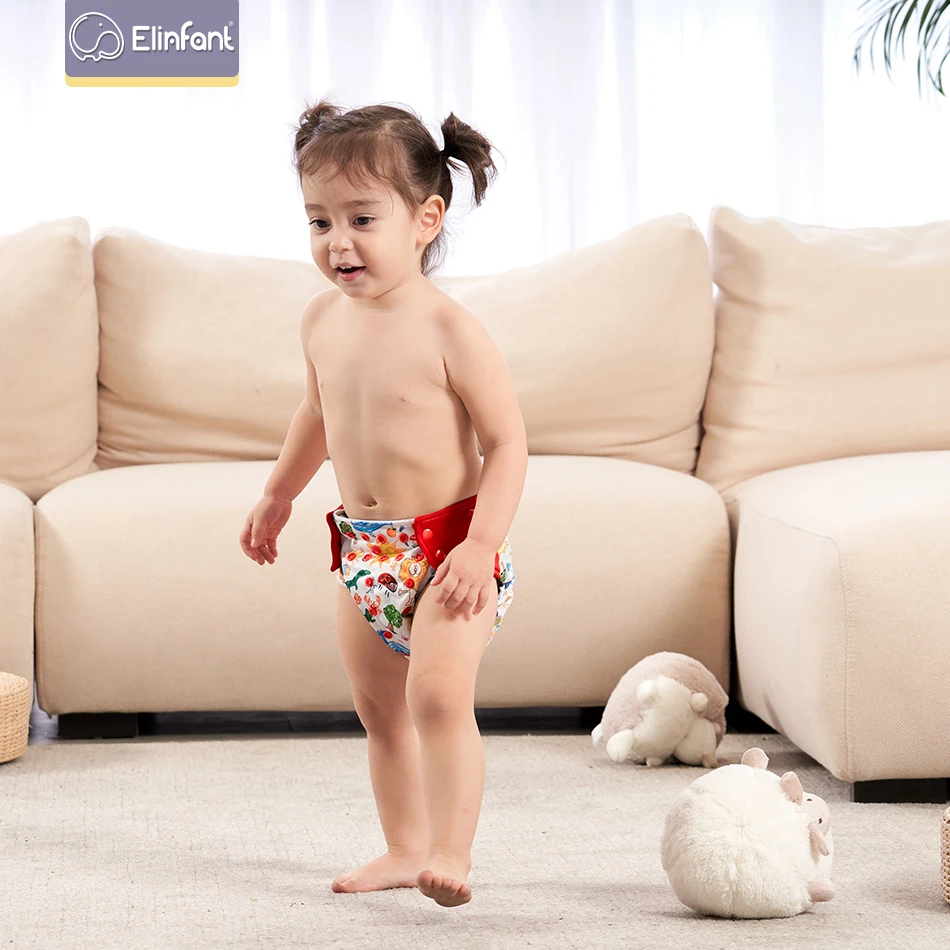 

Elinfant 1PC adjustable reusable baby boys girls cloth diapers soft and waterproof and leakproof baby diapers can be washed