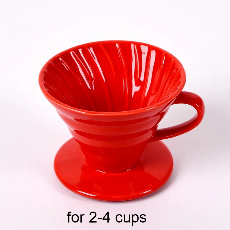Керамическая кофейная капельница, двигатель V60, стильная кофейная капельная чашка с фильтром, Перманентный заполнитель, кофейник с отдельной подставкой, кафе - Цвет: Red M