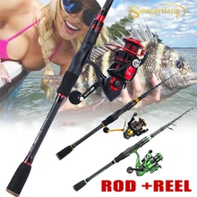 Sougayilang1.8m 2,1 м телескопическая удочка с 13+ 1bb/12+ 1BB спиннинговая Рыболовная катушка карбоновая спиннинговая Удочка 3 цвета комбо