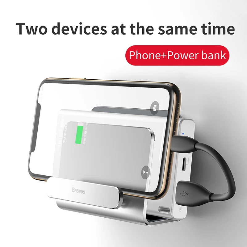 Baseus металлический настенный держатель для iPhone power bank крепкий клейкий держатель для мобильного телефона Подставка для samsung huawei зарядное устройство разъем