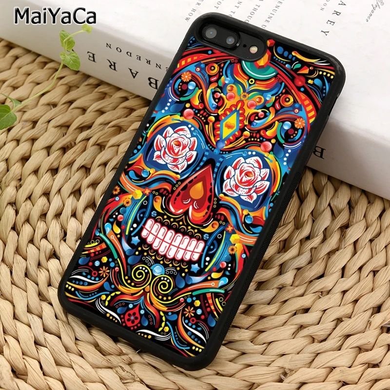 MaiYaCa мексиканский череп цветок телефонный чехол для iPhone 5 6 S 7 8 plus 11 12 Pro X XR XS Max Samsung