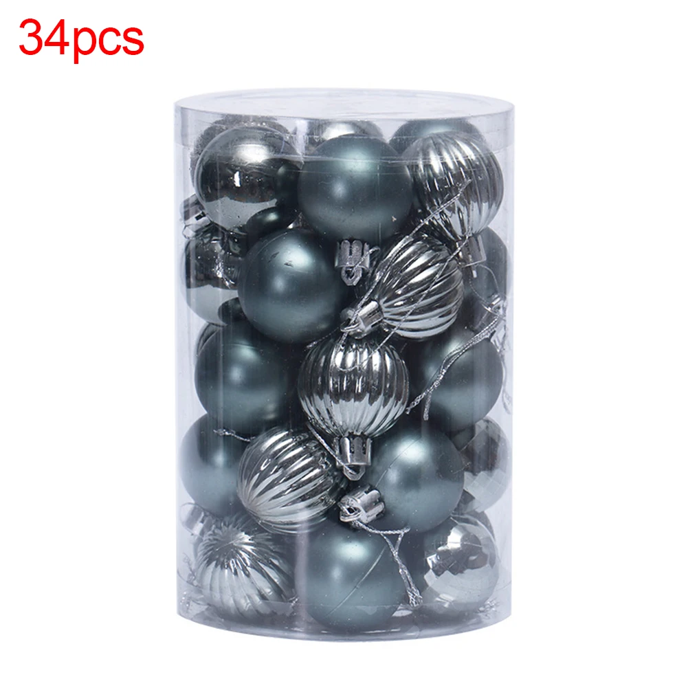 34Pcs Plated Christmas Ball Hanging Bauble Xmas Tree Ornament Home Party Decor
